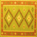 Square Machine Washable Oriental Yellow Traditional Rug, wshcon992yw