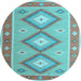 Round Oriental Light Blue Traditional Rug, con992lblu