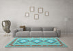 Machine Washable Oriental Light Blue Traditional Rug in a Living Room, wshcon992lblu