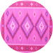 Round Oriental Pink Traditional Rug, con992pnk