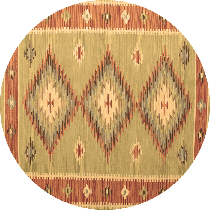 Round Oriental Brown Traditional Rug, con992brn