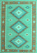 Machine Washable Oriental Turquoise Traditional Area Rugs, wshcon992turq