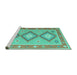 Sideview of Machine Washable Oriental Turquoise Traditional Area Rugs, wshcon992turq