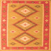 Round Machine Washable Oriental Orange Traditional Area Rugs, wshcon992org