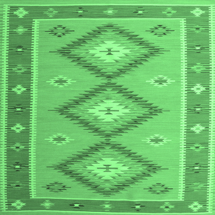 Square Machine Washable Oriental Emerald Green Traditional Area Rugs, wshcon992emgrn