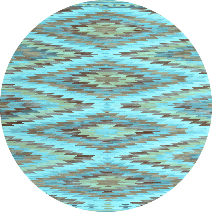 Round Southwestern Light Blue Country Rug, con993lblu
