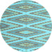 Round Southwestern Light Blue Country Rug, con993lblu