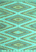 Machine Washable Southwestern Turquoise Country Area Rugs, wshcon993turq