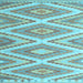 Square Machine Washable Southwestern Light Blue Country Rug, wshcon993lblu