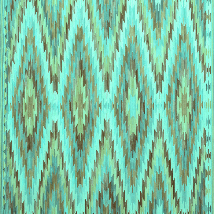 Square Machine Washable Southwestern Turquoise Country Area Rugs, wshcon993turq