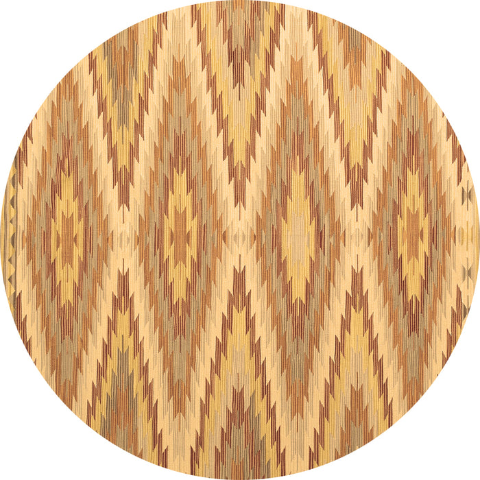 Round Southwestern Brown Country Rug, con993brn