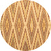 Round Southwestern Brown Country Rug, con993brn