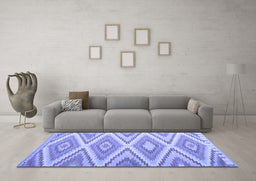 Machine Washable Southwestern Blue Country Rug in a Living Room, wshcon993blu