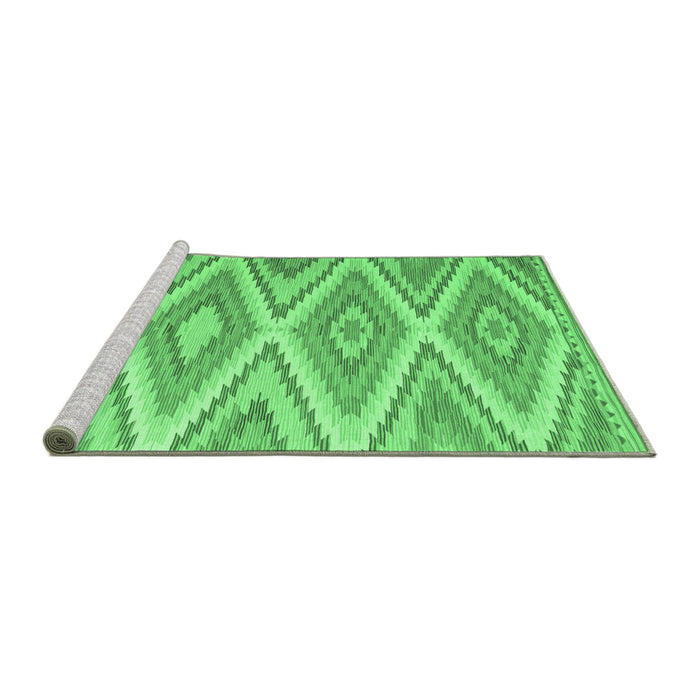 Sideview of Machine Washable Southwestern Emerald Green Country Area Rugs, wshcon993emgrn