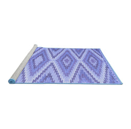 Sideview of Machine Washable Southwestern Blue Country Rug, wshcon993blu