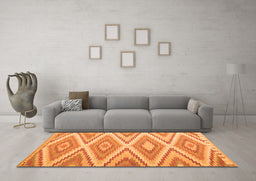 Machine Washable Southwestern Orange Country Area Rugs in a Living Room, wshcon993org
