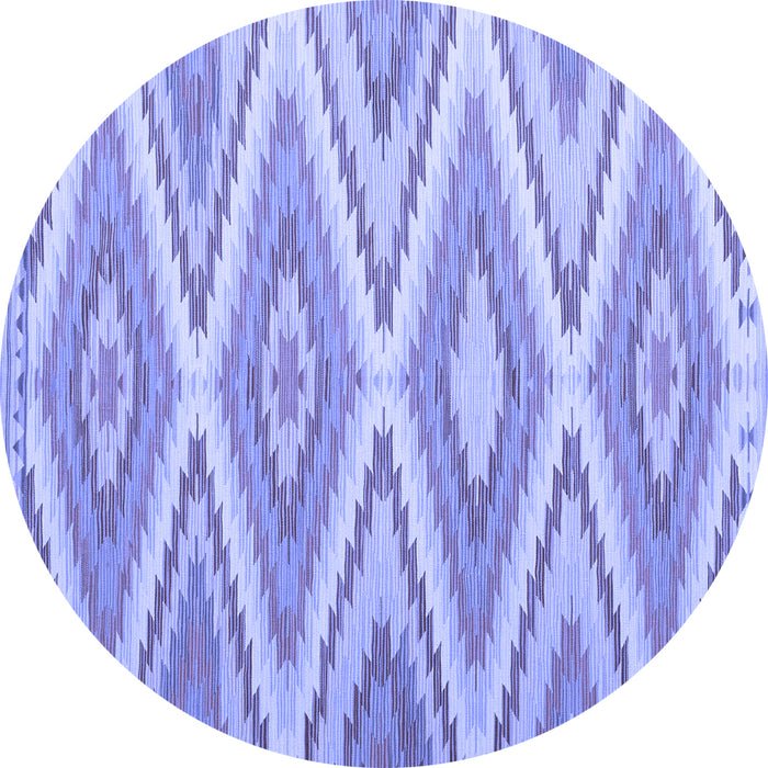 Round Southwestern Blue Country Rug, con993blu