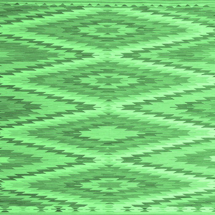 Square Machine Washable Southwestern Emerald Green Country Area Rugs, wshcon993emgrn