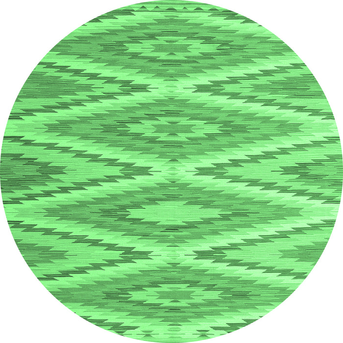 Round Southwestern Emerald Green Country Rug, con993emgrn