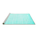 Sideview of Machine Washable Abstract Turquoise Contemporary Area Rugs, wshcon994turq