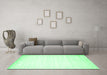 Machine Washable Abstract Green Contemporary Area Rugs in a Living Room,, wshcon994grn