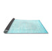 Sideview of Abstract Light Blue Contemporary Rug, con994lblu