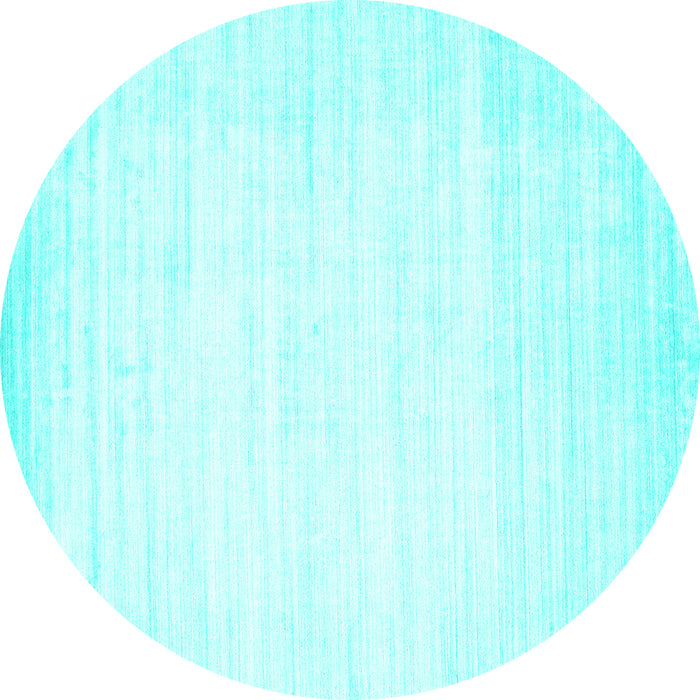Round Abstract Turquoise Contemporary Rug, con994turq
