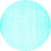 Round Abstract Turquoise Contemporary Rug, con994turq