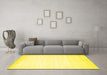 Machine Washable Abstract Yellow Contemporary Rug in a Living Room, wshcon994yw