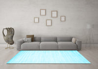 Machine Washable Abstract Light Blue Contemporary Rug, wshcon994lblu