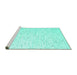 Sideview of Machine Washable Solid Turquoise Modern Area Rugs, wshcon995turq