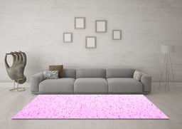 Machine Washable Solid Pink Modern Rug in a Living Room, wshcon995pnk