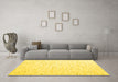 Machine Washable Solid Yellow Modern Rug in a Living Room, wshcon995yw