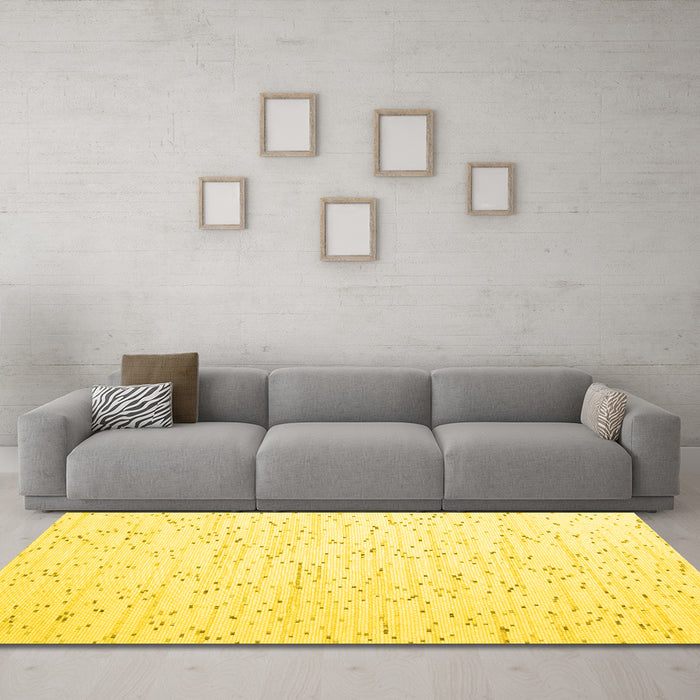 Machine Washable Solid Yellow Modern Rug in a Living Room, wshcon995yw