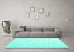 Machine Washable Solid Turquoise Modern Area Rugs in a Living Room,, wshcon995turq