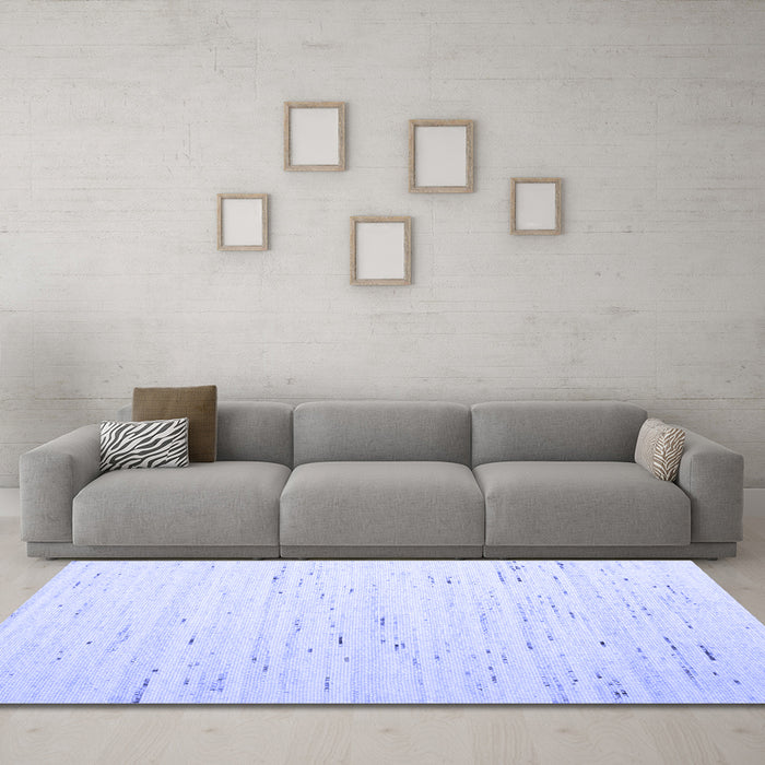 Machine Washable Solid Blue Modern Rug in a Living Room, wshcon996blu