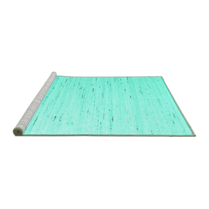 Sideview of Machine Washable Solid Turquoise Modern Area Rugs, wshcon996turq