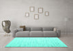 Machine Washable Solid Turquoise Modern Area Rugs in a Living Room,, wshcon996turq