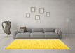 Machine Washable Solid Yellow Modern Rug in a Living Room, wshcon996yw