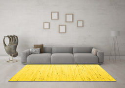 Machine Washable Solid Yellow Modern Rug in a Living Room, wshcon996yw
