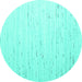 Round Machine Washable Solid Turquoise Modern Area Rugs, wshcon996turq