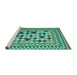 Sideview of Machine Washable Abstract Turquoise Contemporary Area Rugs, wshcon997turq