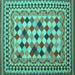 Square Abstract Turquoise Contemporary Rug, con997turq