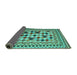 Sideview of Abstract Turquoise Contemporary Rug, con997turq