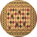 Round Abstract Brown Contemporary Rug, con997brn