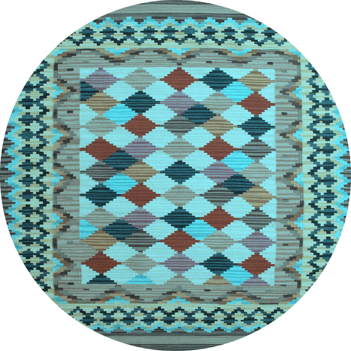 Round Machine Washable Abstract Light Blue Contemporary Rug, wshcon997lblu