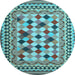 Round Machine Washable Abstract Light Blue Contemporary Rug, wshcon997lblu