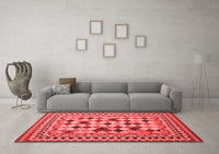 Machine Washable Abstract Red Contemporary Rug, wshcon997red