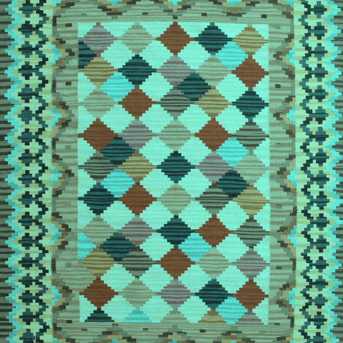 Machine Washable Abstract Turquoise Contemporary Area Rugs, wshcon997turq