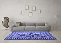 Machine Washable Abstract Blue Contemporary Rug, wshcon997blu